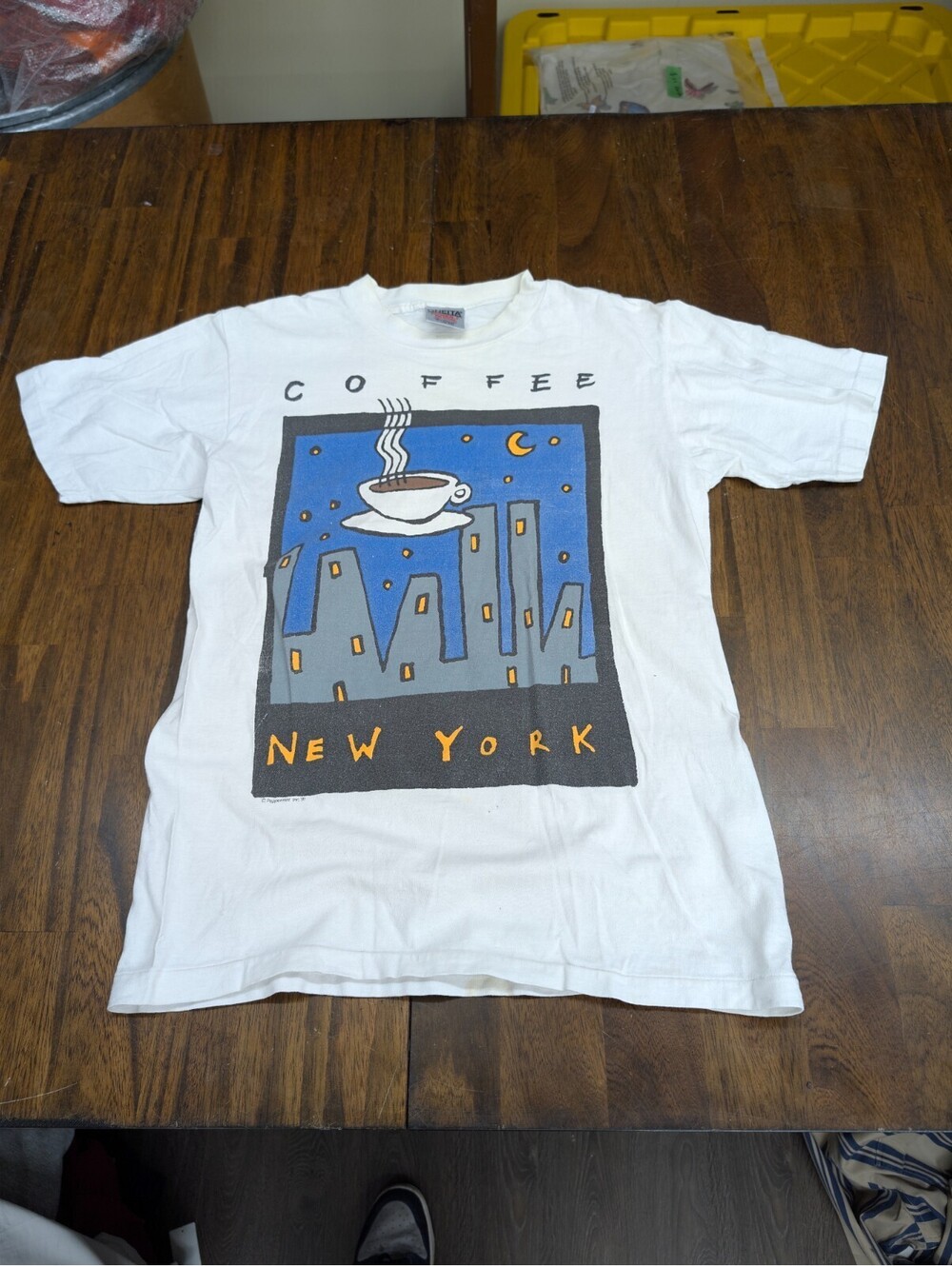 Coffee New York 1991 Oneita Vintage T-Shirt Single Stitch L - Picture 2 of 12